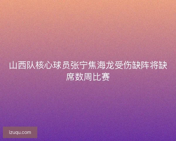山西队核心球员张宁焦海龙受伤缺阵将缺席数周比赛 山西队核心球员张宁焦海龙受伤缺阵将缺席数周比赛
