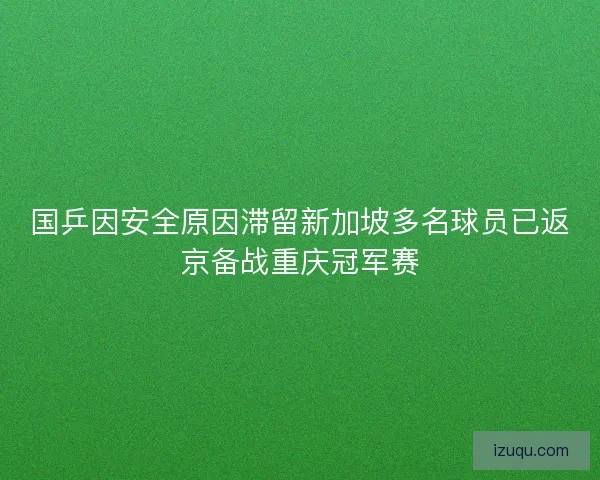 国乒因安全原因滞留新加坡多名球员已返京备战重庆冠军赛 国乒因安全原因滞留新加坡多名球员已返京备战重庆冠军赛